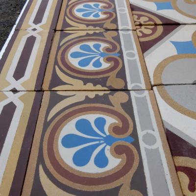 Large, 34m2, antique French ceramic floor, early 20th century