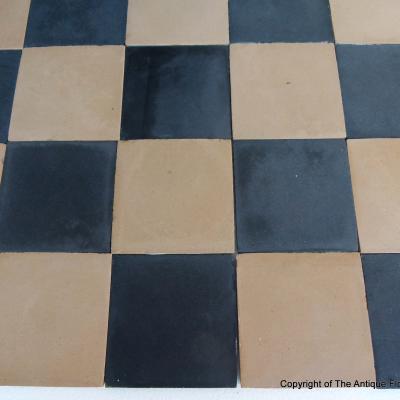 31m2 antique French Damier ceramic tiles - wheat and black