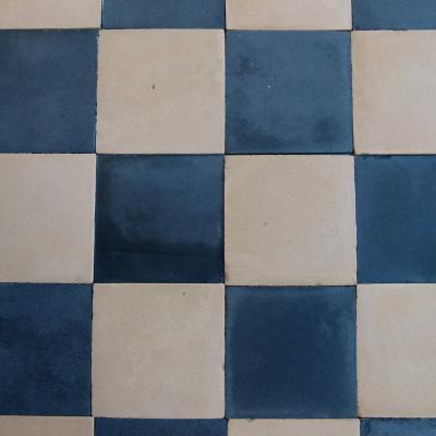 31m2 antique French Damier ceramic tiles - wheat and black