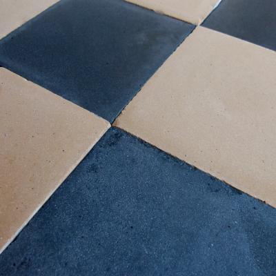 31m2 antique French Damier ceramic tiles - wheat and black