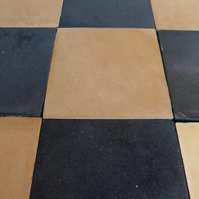 31m2 antique French Damier ceramic tiles - wheat and black