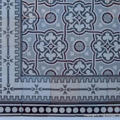 20m2+ antique French ceramic encaustic floor in a subtle palette
