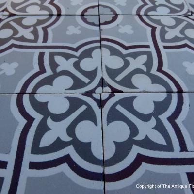 20m2+ antique French ceramic encaustic floor in a subtle palette