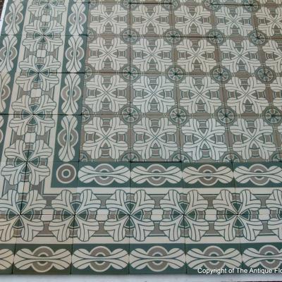 Large 20.5m2/220 sq ft period ceramic floor in grey and green