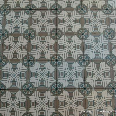 Large 20.5m2/220 sq ft period ceramic floor in grey and green