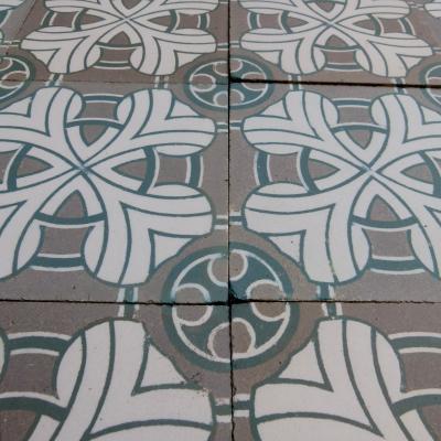 Large 20.5m2/220 sq ft period ceramic floor in grey and green