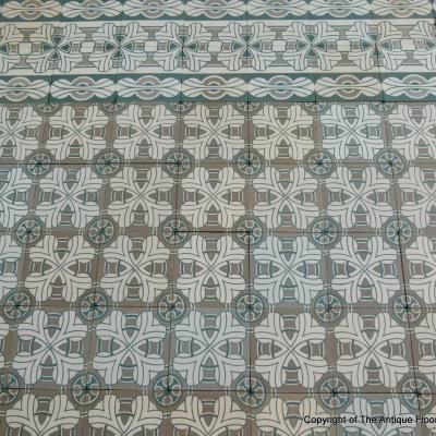 Large 20.5m2/220 sq ft period ceramic floor in grey and green