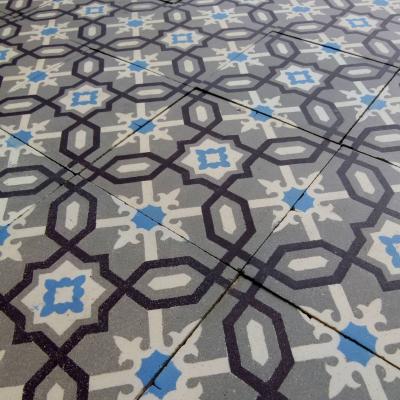 6.5m2 antique ceramic floor tiles in cool tones pre-1912