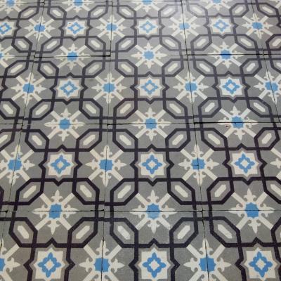 6.5m2 antique ceramic floor tiles in cool tones pre-1912