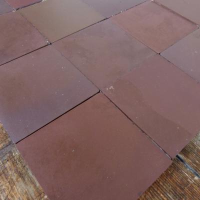 16 antique French ceramic tiles in aubergine