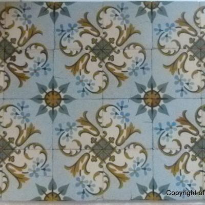 French floral themed ceramic encaustic tiles with original borders