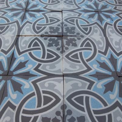 Large c.23 m2, antique Boch Freres ceramic floor with triple borders