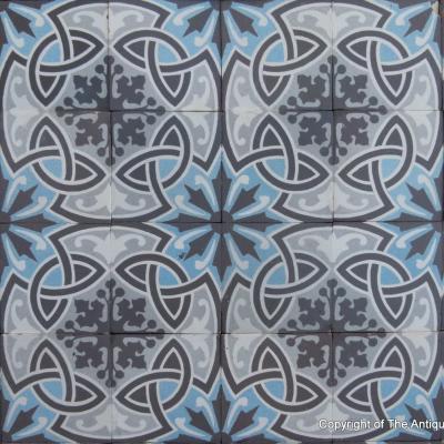 Large c.23 m2, antique Boch Freres ceramic floor with triple borders