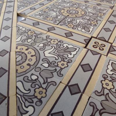 An impressive c.22.5m2 handmade Boch Freres ceramic floor with cabachons