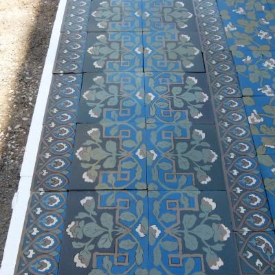 A rare 11m2+ handmade Boch Freres ceramic floor - 1890