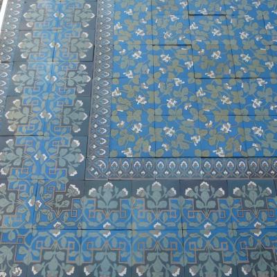 A rare 11m2+ handmade Boch Freres ceramic floor - 1890