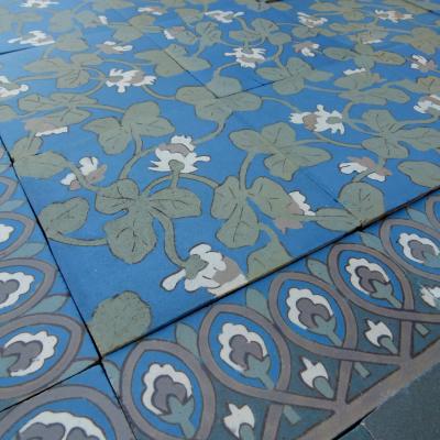 A rare 11m2+ handmade Boch Freres ceramic floor - 1890