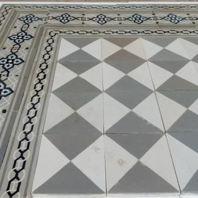 Small, classical 6m2 antique ceramic floor