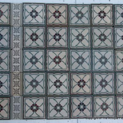 17.4m2 antique Belgian ceramic floor dated 1892-1920