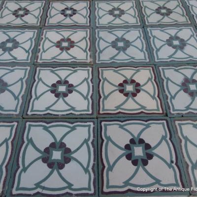 17.4m2 antique Belgian ceramic floor dated 1892-1920