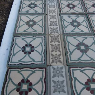 17.4m2 antique Belgian ceramic floor dated 1892-1920