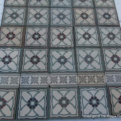 17.4m2 antique Belgian ceramic floor dated 1892-1920