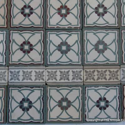 17.4m2 antique Belgian ceramic floor dated 1892-1920