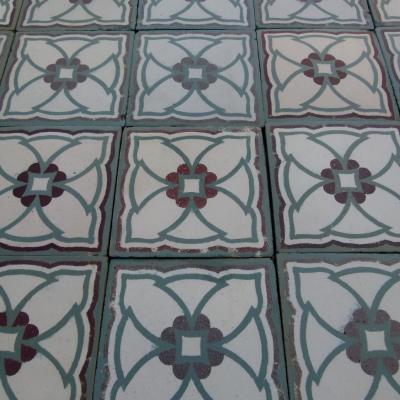 17.4m2 antique Belgian ceramic floor dated 1892-1920