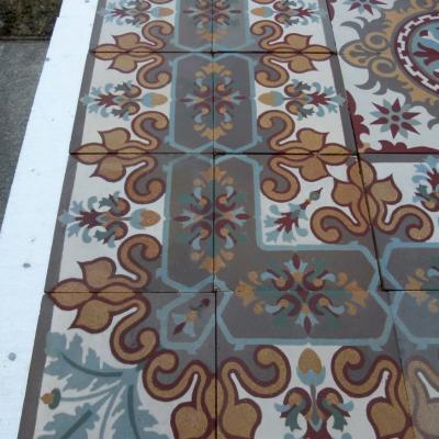 A 20.75m2 antique French Maubeuge ceramic with its original borders