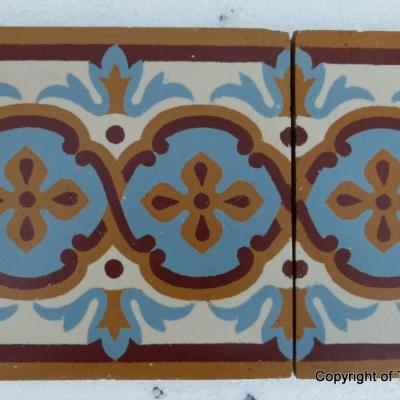 A large run of antique Maubeuge border tiles plus corners