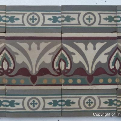 Antique Belgian full and half size border tiles - pre 1912