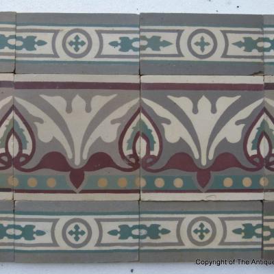 Antique Belgian full and half size border tiles - pre 1912