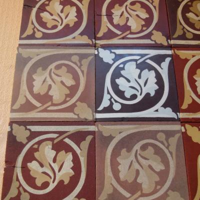 16 antique French border tiles - late 19th century