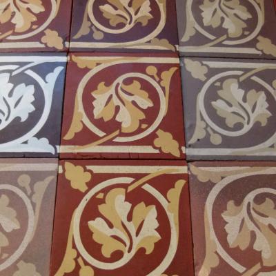 16 antique French border tiles - late 19th century