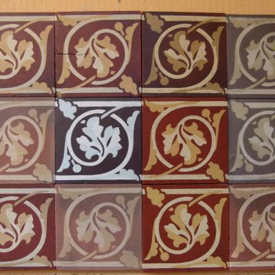 16 antique French border tiles - late 19th century