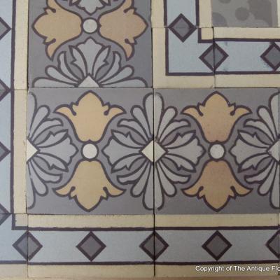 A small c.4.2m2+ / 45.2 sq ft Boch Freres ceramic floor c.1900 