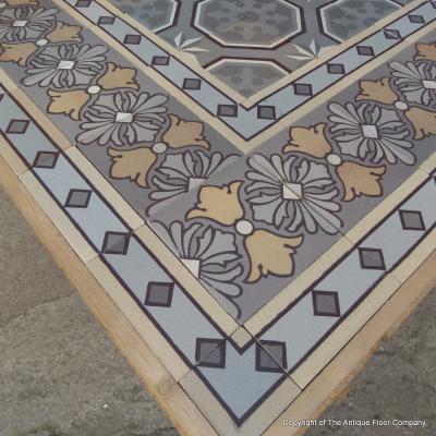 A small c.4.2m2+ / 45.2 sq ft Boch Freres ceramic floor c.1900 