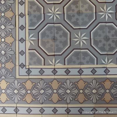 A small c.4.2m2+ / 45.2 sq ft Boch Freres ceramic floor c.1900 