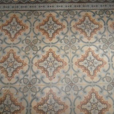 16.5m2+ / 177 sq ft - Antique French Art Nouveau ceramic floor c.1900