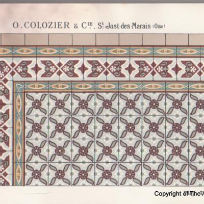 Small, 4m2, antique Octave Colozier ceramic floor - pre 1913