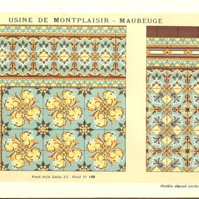 10m2 - Period French ceramic in a cool palette with double borders