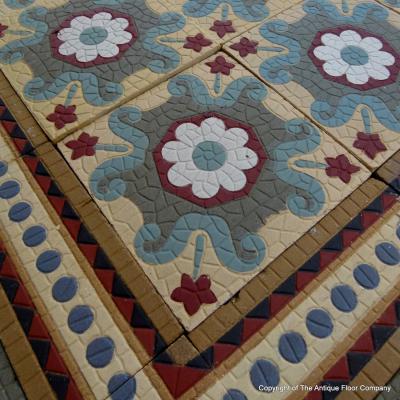 c.13.4m2 antique Boch Freres ceramic floor - late 19th century