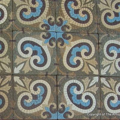 Large 26.6m2 / 286 sq ft. antique Boch Freres Maubege ceramic floor 