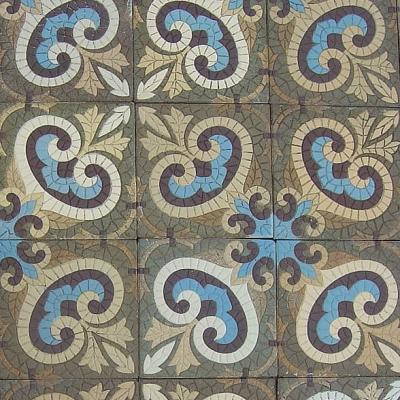 Large 26.6m2 / 286 sq ft. antique Boch Freres Maubege ceramic floor 