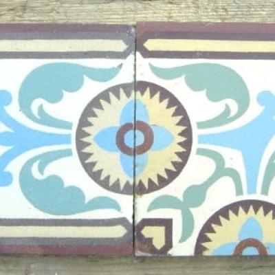 18.5m2 / 200 sq ft Ornate antique ceramic encaustic Belgian floor - c.1890