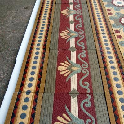 c.13.4m2 antique Boch Freres ceramic floor - late 19th century