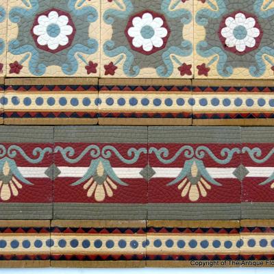 c.13.4m2 antique Boch Freres ceramic floor - late 19th century