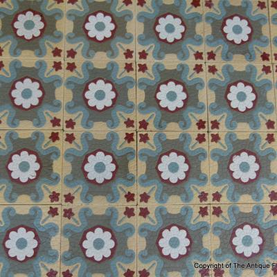 c.13.4m2 antique Boch Freres ceramic floor - late 19th century