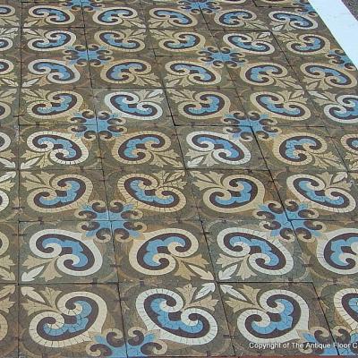 Large 26.6m2 / 286 sq ft. antique Boch Freres Maubege ceramic floor 