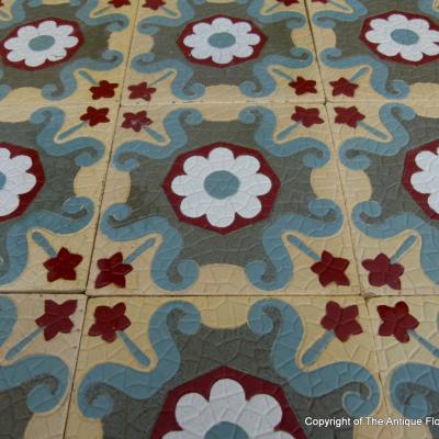 c.13.4m2 antique Boch Freres ceramic floor - late 19th century